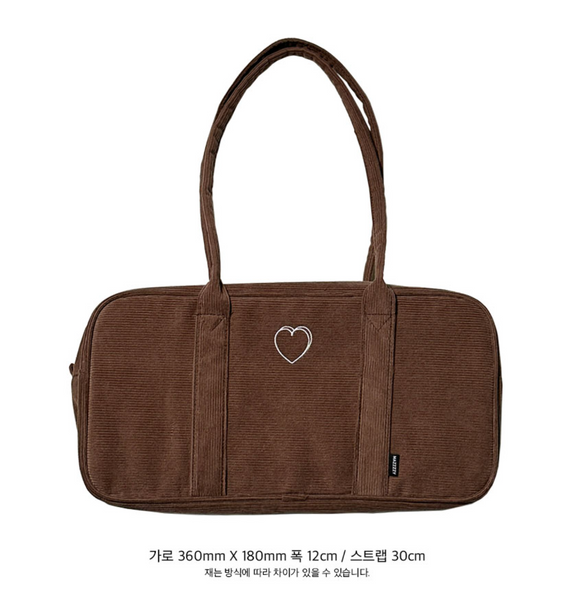 [MAZZZZY] Corduroy Signature Boston Bag Chestnut Brown