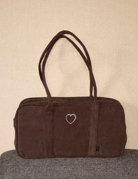 [MAZZZZY] Corduroy Signature Boston Bag Chestnut Brown