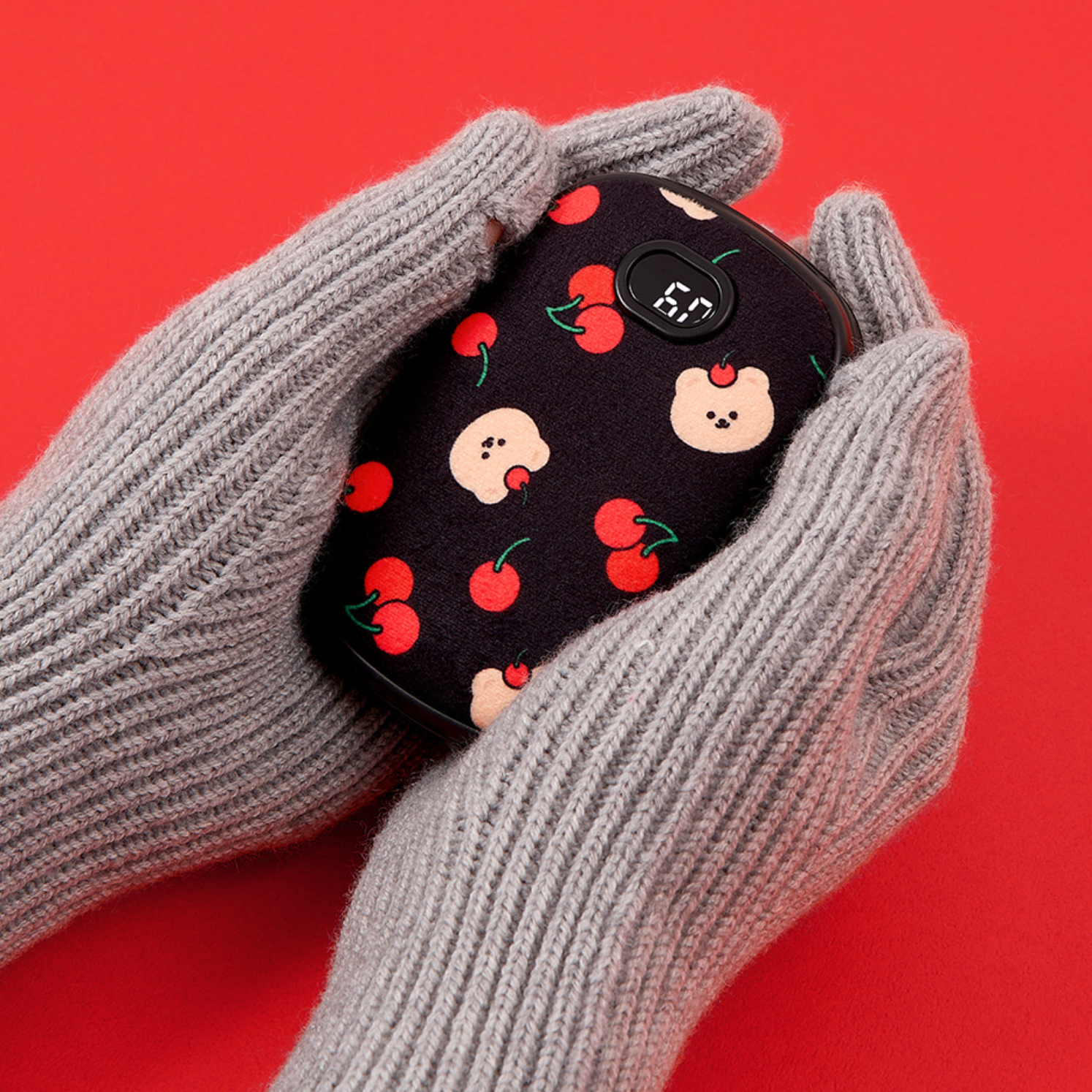 [earp earp] Cherry Covy Fabric Rechargeable Hand Warmer