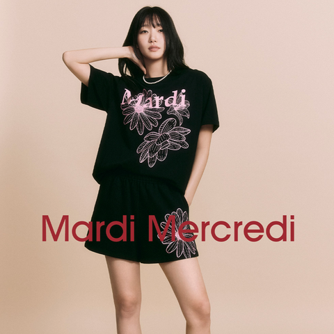 [MARDI MERCREDI] TSHIRT TRIPLE FLOWER BLACK PINK