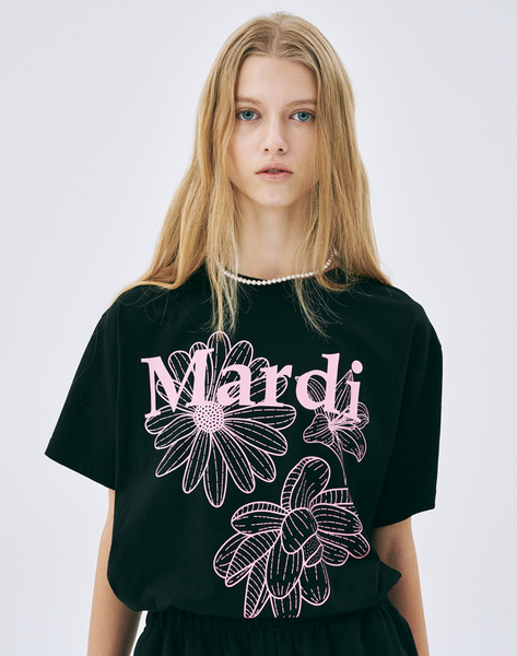 [MARDI MERCREDI] TSHIRT TRIPLE FLOWER BLACK PINK