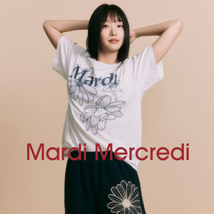 [MARDI MERCREDI] TSHIRT TRIPLE FLOWER IVORY NAVY