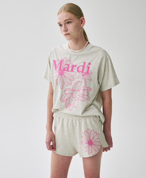 [MARDI MERCREDI] TSHIRT TRIPLE FLOWER OATMEAL PINK