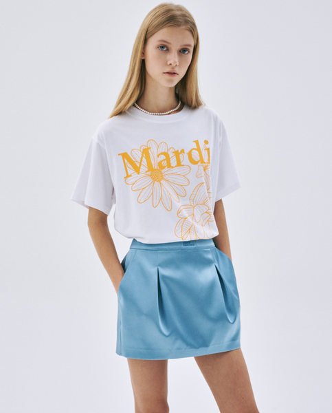 [MARDI MERCREDI] TSHIRT TRIPLE FLOWER WHITE TANGERINE