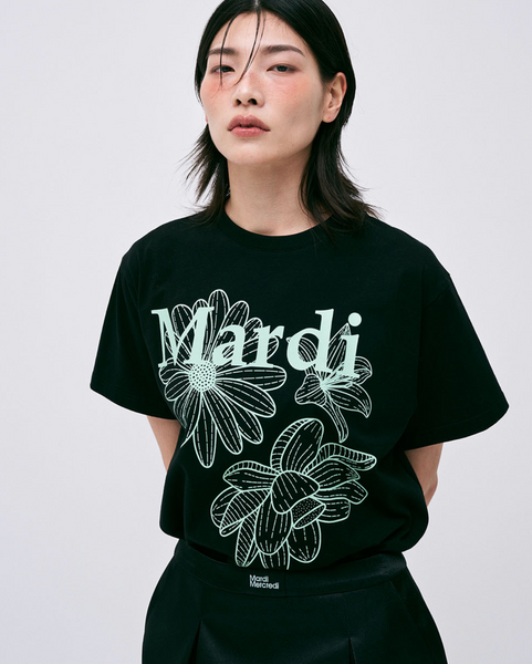 [MARDI MERCREDI] TSHIRT TRIPLE FLOWER BLACK MINT