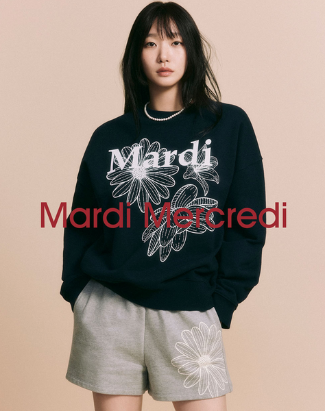 [MARDI MERCREDI] SWEATSHIRT TRIPLE FLOWER NAVY WHITE