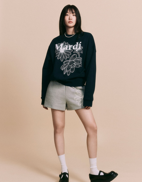 [MARDI MERCREDI] SWEATSHIRT TRIPLE FLOWER NAVY WHITE