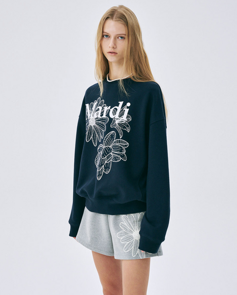 [MARDI MERCREDI] SWEATSHIRT TRIPLE FLOWER NAVY WHITE