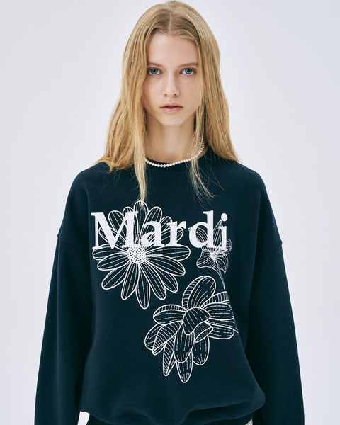 [MARDI MERCREDI] SWEATSHIRT TRIPLE FLOWER NAVY WHITE