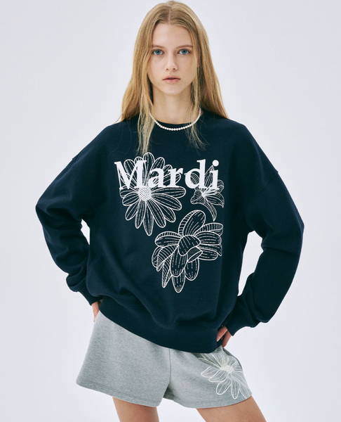 [MARDI MERCREDI] SWEATSHIRT TRIPLE FLOWER NAVY WHITE