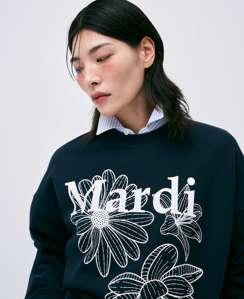 [MARDI MERCREDI] SWEATSHIRT TRIPLE FLOWER NAVY WHITE