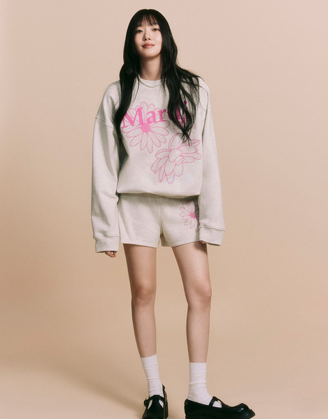 [MARDI MERCREDI] SWEATSHIRT TRIPLE FLOWER OATMEAL PINK