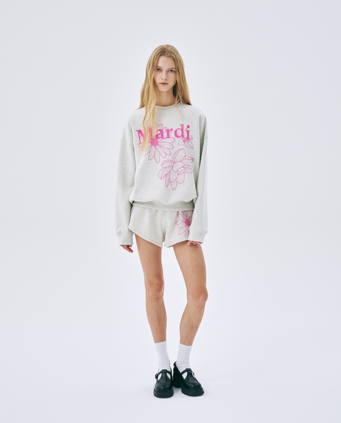 [MARDI MERCREDI] SWEATSHIRT TRIPLE FLOWER OATMEAL PINK