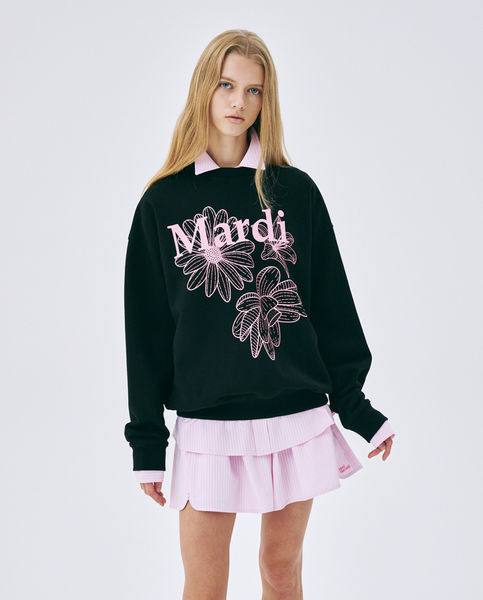 [MARDI MERCREDI] SWEATSHIRT TRIPLE FLOWER BLACK PINK