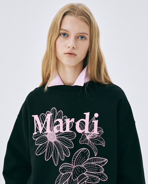 [MARDI MERCREDI] SWEATSHIRT TRIPLE FLOWER BLACK PINK