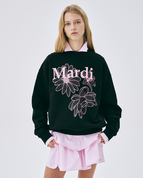 [MARDI MERCREDI] SWEATSHIRT TRIPLE FLOWER BLACK PINK