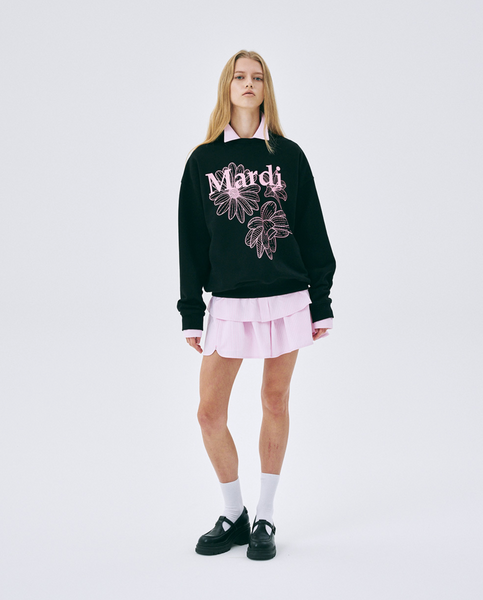 [MARDI MERCREDI] SWEATSHIRT TRIPLE FLOWER BLACK PINK