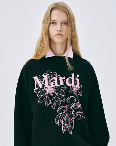 [MARDI MERCREDI] SWEATSHIRT TRIPLE FLOWER BLACK PINK