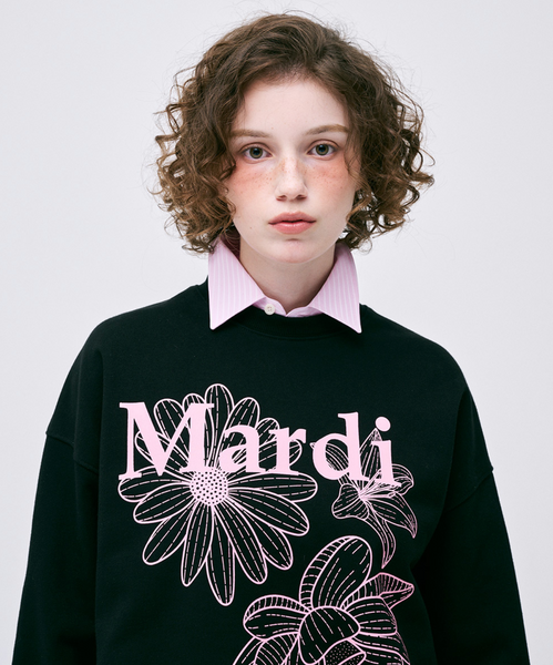 [MARDI MERCREDI] SWEATSHIRT TRIPLE FLOWER BLACK PINK