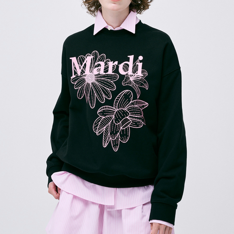 [MARDI MERCREDI] SWEATSHIRT TRIPLE FLOWER BLACK PINK