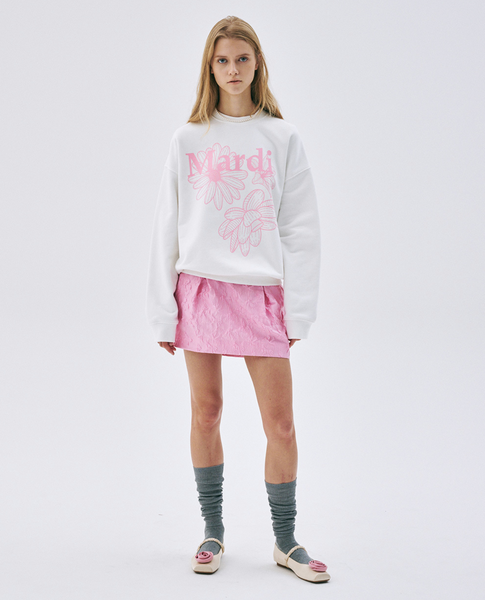 [MARDI MERCREDI] SWEATSHIRT TRIPLE FLOWER WHITE PINK