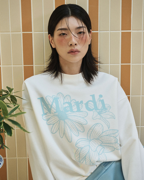 [MARDI MERCREDI] SWEATSHIRT TRIPLE FLOWER WHITE SKY