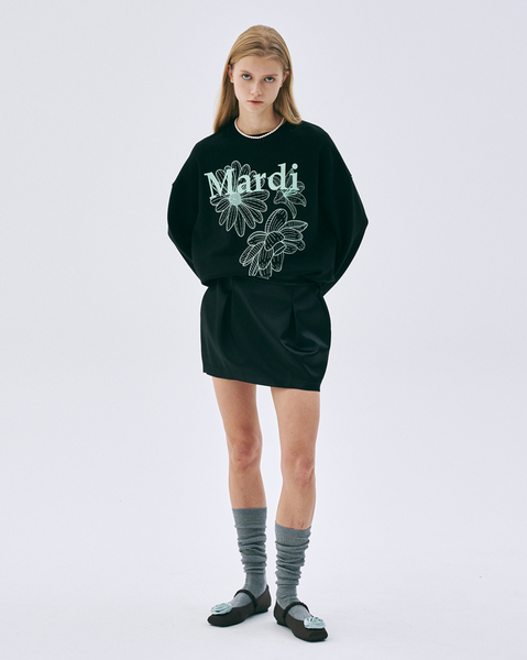 [MARDI MERCREDI] SWEATSHIRT TRIPLE FLOWER BLACK MINT