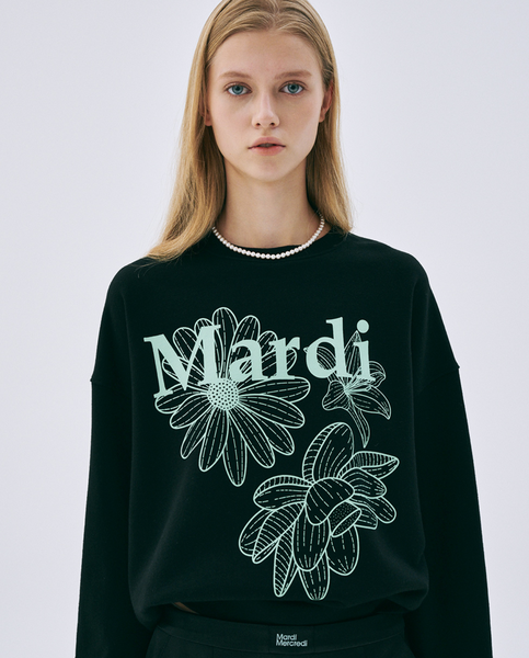 [MARDI MERCREDI] SWEATSHIRT TRIPLE FLOWER BLACK MINT