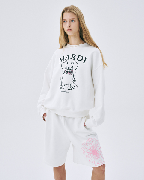 [MARDI MERCREDI] SWEATSHIRT SWING THE TAIL DDANJI FLOWER NECKLACE WHITE PINK