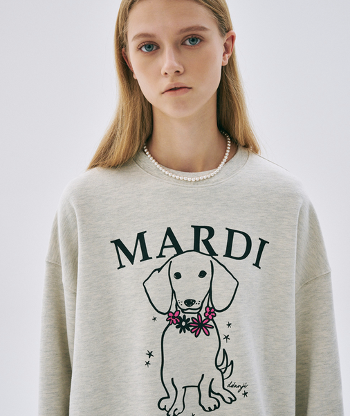 [MARDI MERCREDI] SWEATSHIRT SWING THE TAIL DDANJI FLOWER NECKLACE OATMEAL PINK