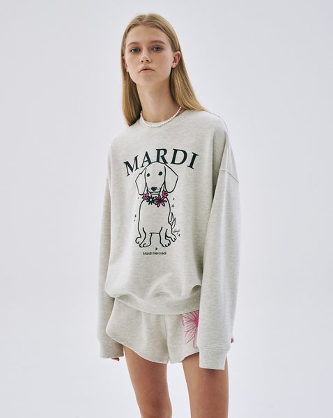 [MARDI MERCREDI] SWEATSHIRT SWING THE TAIL DDANJI FLOWER NECKLACE OATMEAL PINK