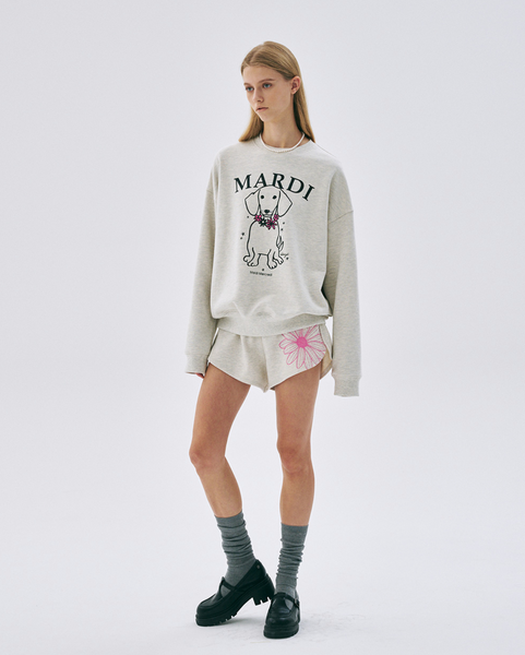 [MARDI MERCREDI] SWEATSHIRT SWING THE TAIL DDANJI FLOWER NECKLACE OATMEAL PINK