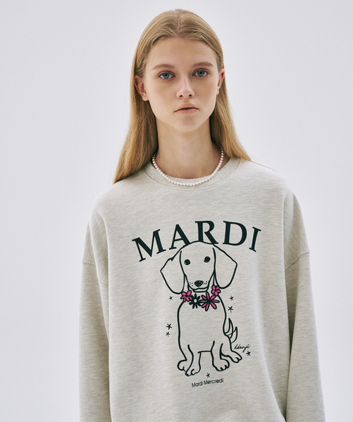 [MARDI MERCREDI] SWEATSHIRT SWING THE TAIL DDANJI FLOWER NECKLACE OATMEAL PINK