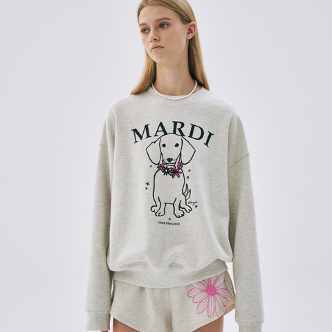 [MARDI MERCREDI] SWEATSHIRT SWING THE TAIL DDANJI FLOWER NECKLACE OATMEAL PINK