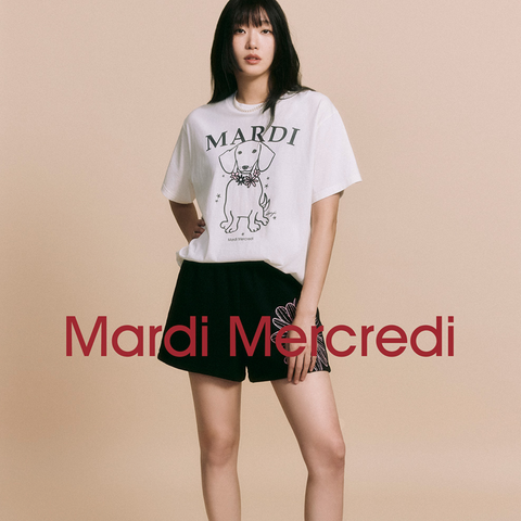 [MARDI MERCREDI] TSHIRT SWING THE TAIL DDANJI FLOWER NECKLACE IVORY PINK