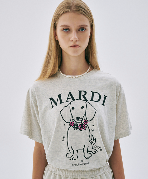 [MARDI MERCREDI] TSHIRT SWING THE TAIL DDANJI FLOWER NECKLACE OATMEAL PINK