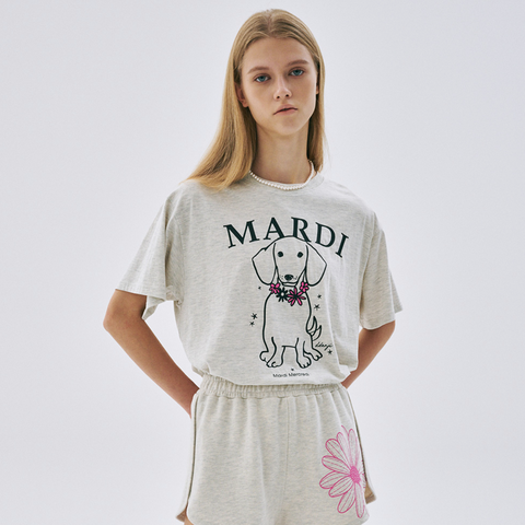 [MARDI MERCREDI] TSHIRT SWING THE TAIL DDANJI FLOWER NECKLACE OATMEAL PINK