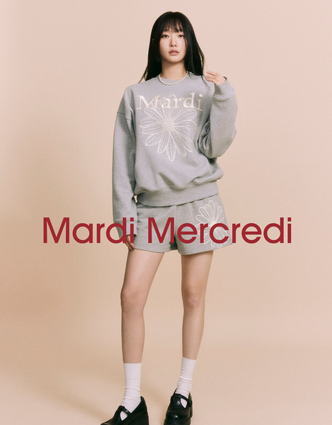 [MARDI MERCREDI] SWEATSHIRT FLOWERMARDI NEEDLEWORK GREY CREAM