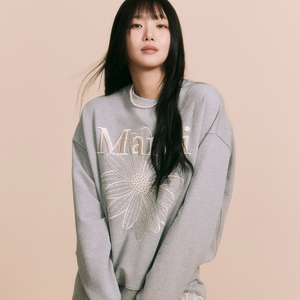 [MARDI MERCREDI] SWEATSHIRT FLOWERMARDI NEEDLEWORK GREY CREAM