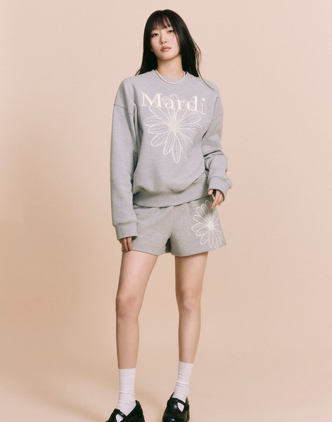 [MARDI MERCREDI] SWEATSHIRT FLOWERMARDI NEEDLEWORK GREY CREAM