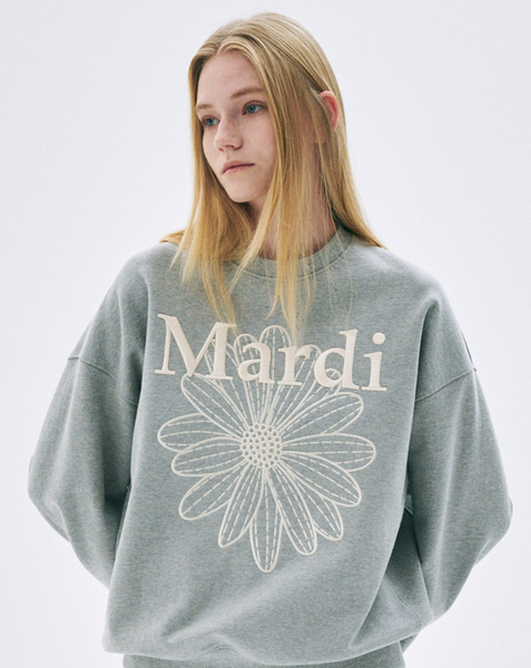 [MARDI MERCREDI] SWEATSHIRT FLOWERMARDI NEEDLEWORK GREY CREAM