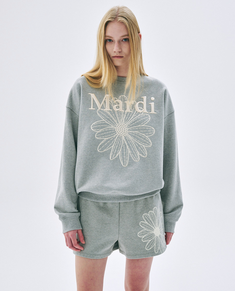 [MARDI MERCREDI] SWEATSHIRT FLOWERMARDI NEEDLEWORK GREY CREAM