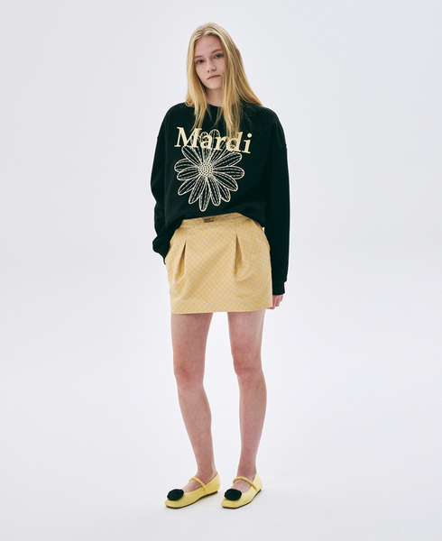 [MARDI MERCREDI] SWEATSHIRT FLOWERMARDI NEEDLEWORK BLACK LEMON