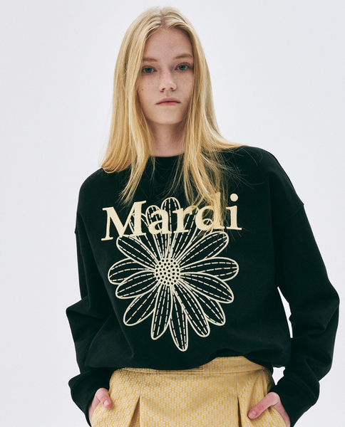 [MARDI MERCREDI] SWEATSHIRT FLOWERMARDI NEEDLEWORK BLACK LEMON