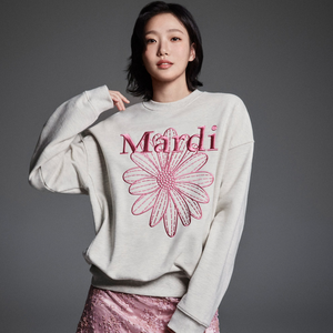 [MARDI MERCREDI] SWEATSHIRT FLOWERMARDI NEEDLEWORK OATMEAL PINK