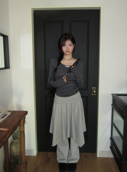 [MODIMOOD] Morning Unbalanced Low Flare Layered Skirt