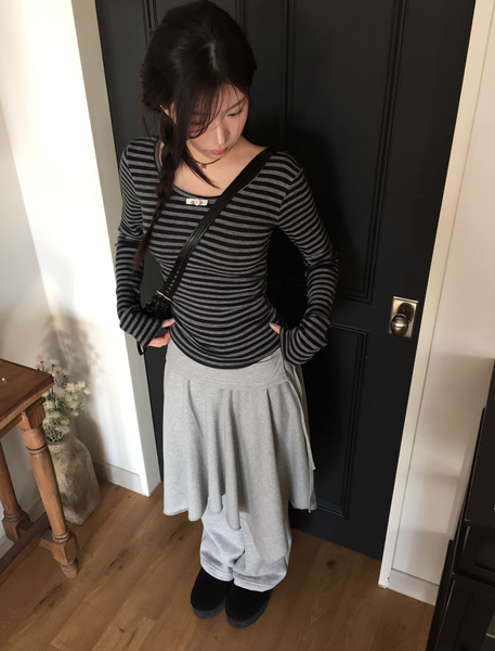 [MODIMOOD] Morning Unbalanced Low Flare Layered Skirt