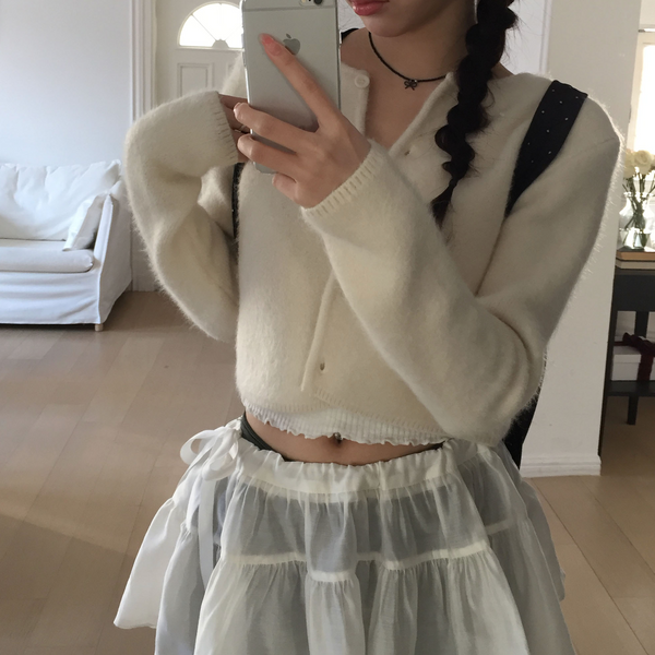 [MODIMOOD] Pori Angora Cropped Daily Cardigan