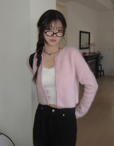 [MODIMOOD] Pori Angora Cropped Daily Cardigan