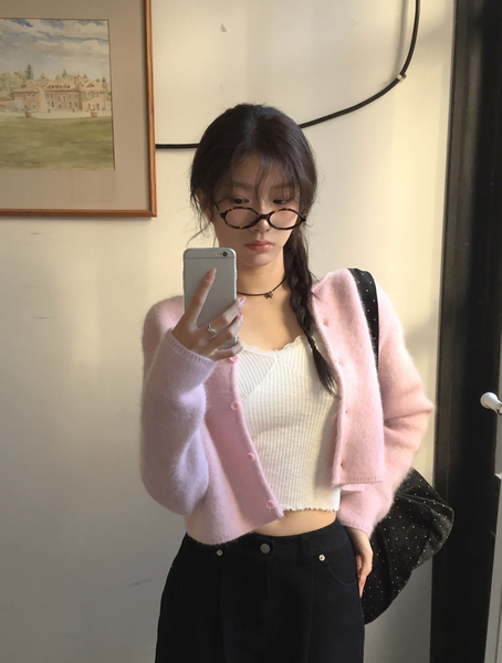 [MODIMOOD] Pori Angora Cropped Daily Cardigan